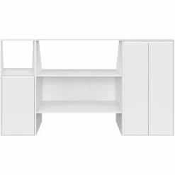 Ensemble étagère 2 niveaux, armoire 2 portes et 1 porte + 1 niche sous pente Blanche