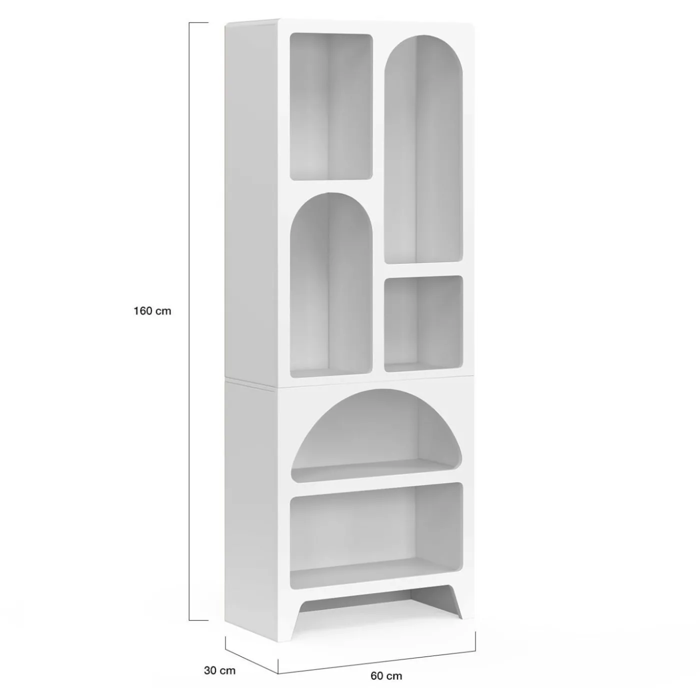 Etagère bibliothèque 6 compartiments style organique bois blanc