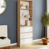 Etagère bibliothèque 3 niveaux 3 tiroirs blanc et effet bois