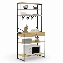 Etagère de cuisine industrielle avec tiroir et crochets 80 cm