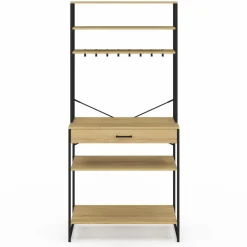 Etagère de cuisine industrielle avec tiroir et crochets 80 cm