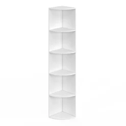 Etagère murale d'angle 5 niveaux blanche à poser ou à fixer