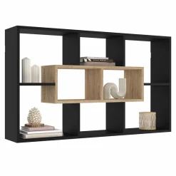 Etagère murale noire et effet bois