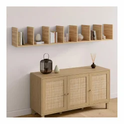 Etagère murale suspendue façon hêtre 190 cm
