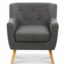 Fauteuil avec repose pieds en tissu gris anthracite style scandinave