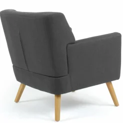 Fauteuil avec repose pieds en tissu gris anthracite style scandinave