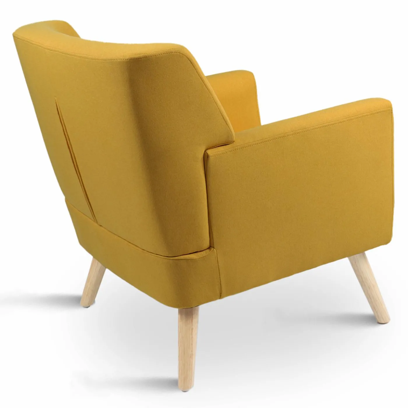 Fauteuil avec repose pieds en tissu jaune style scandinave