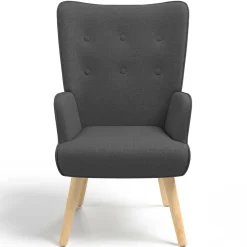 Fauteuil avec repose-pieds gris anthracite style scandinave