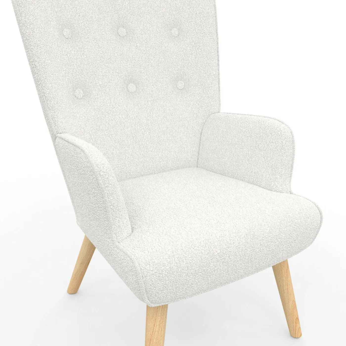 Fauteuil bouclette blanche style scandinave