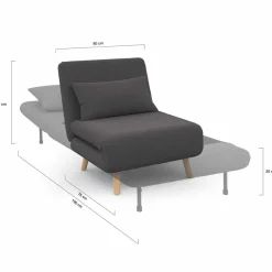 Fauteuil convertible en lit 1 place gris anthracite