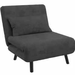 Fauteuil convertible en lit 1 place velours gris anthracite