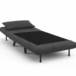 Fauteuil convertible en lit 1 place velours gris anthracite