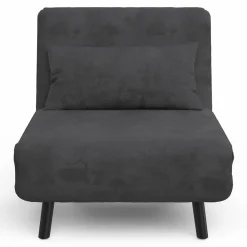 Fauteuil convertible en lit 1 place velours gris anthracite