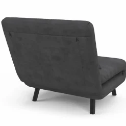 Fauteuil convertible en lit 1 place velours gris anthracite