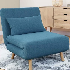 Fauteuil convertible en lit 1 place bleu canard
