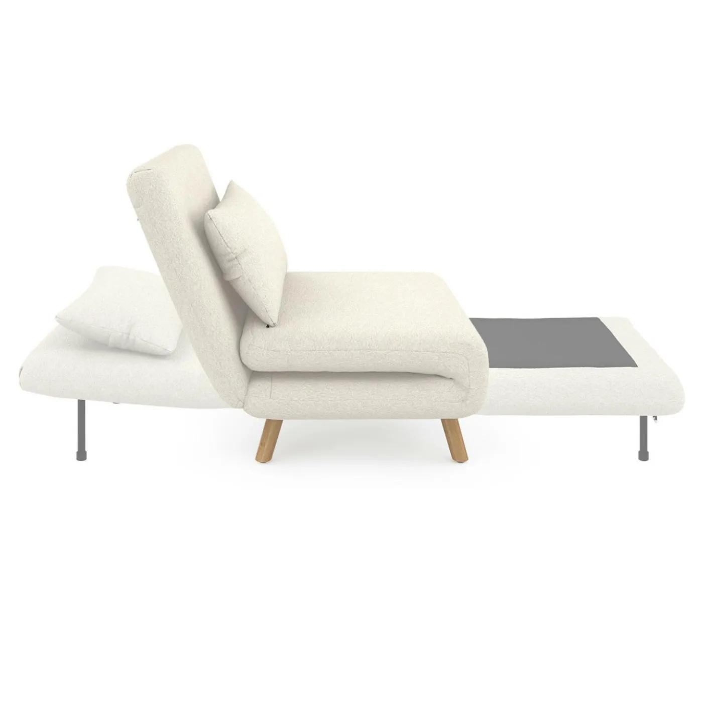 Fauteuil convertible en lit d'appoint 1 place 80x190 cm bouclette blanc