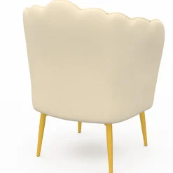 Fauteuil coquillage beige en velours pieds dorés