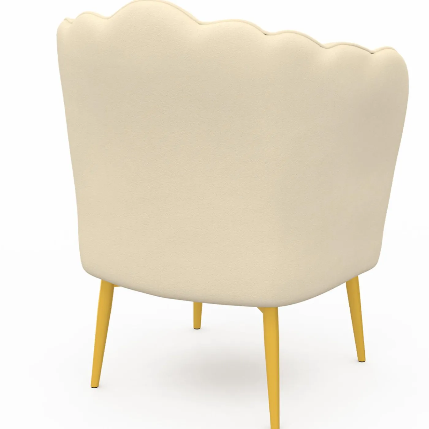 Fauteuil coquillage beige en velours pieds dorés