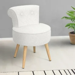 Fauteuil crapaud en tissu bouclette blanc
