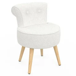 Fauteuil crapaud en tissu bouclette blanc