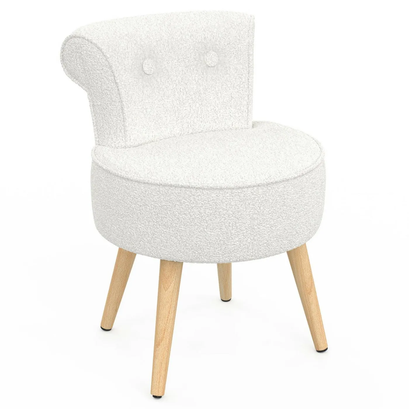 Fauteuil crapaud en tissu bouclette blanc