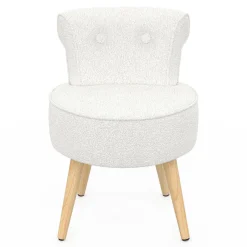 Fauteuil crapaud en tissu bouclette blanc