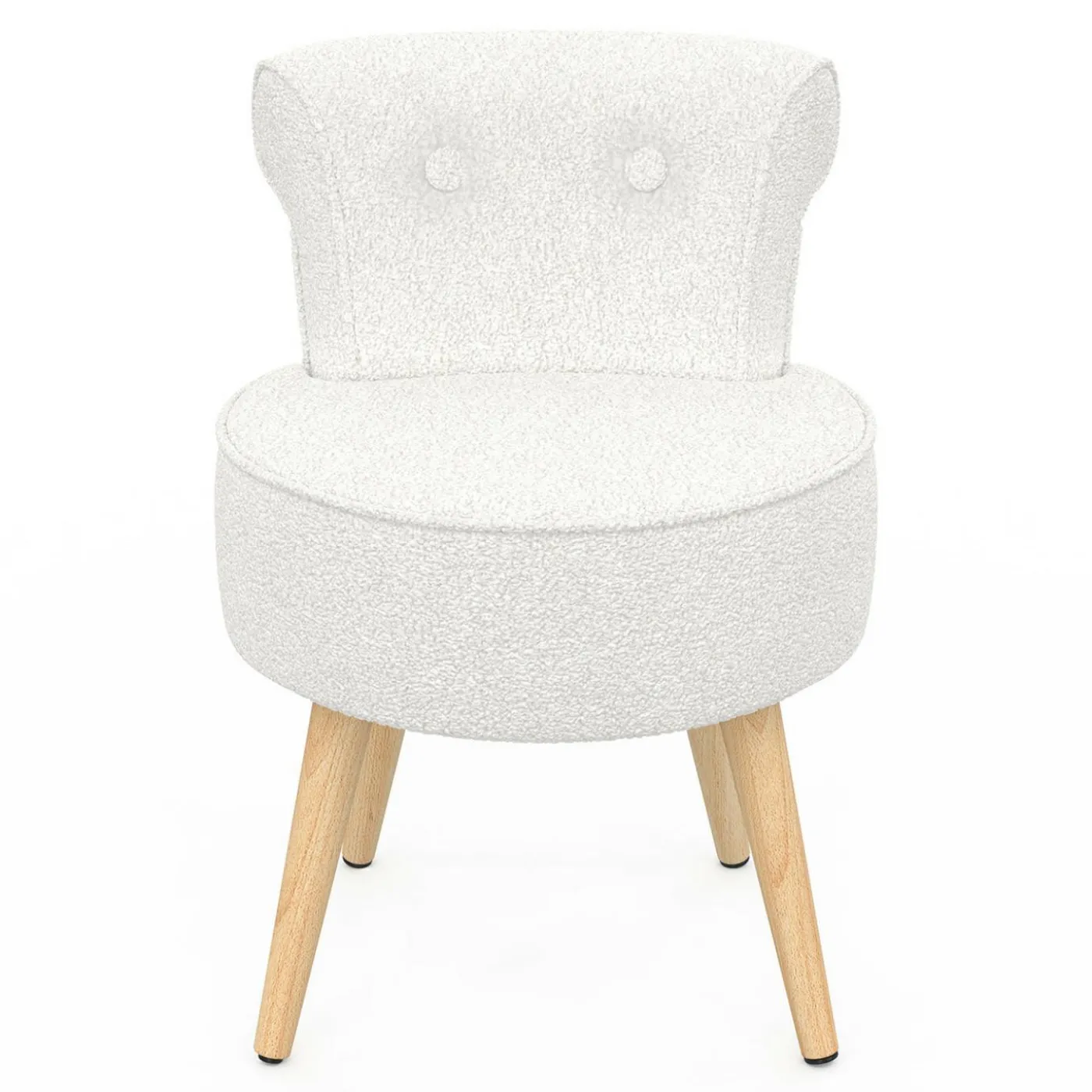 Fauteuil crapaud en tissu bouclette blanc