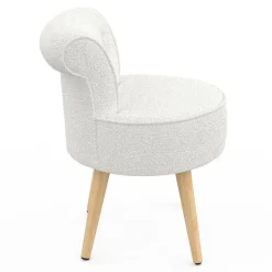 Fauteuil crapaud en tissu bouclette blanc