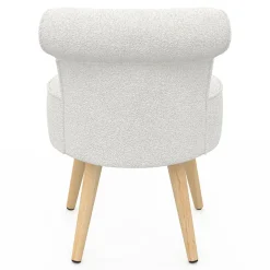 Fauteuil crapaud en tissu bouclette blanc