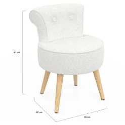 Fauteuil crapaud en tissu bouclette blanc