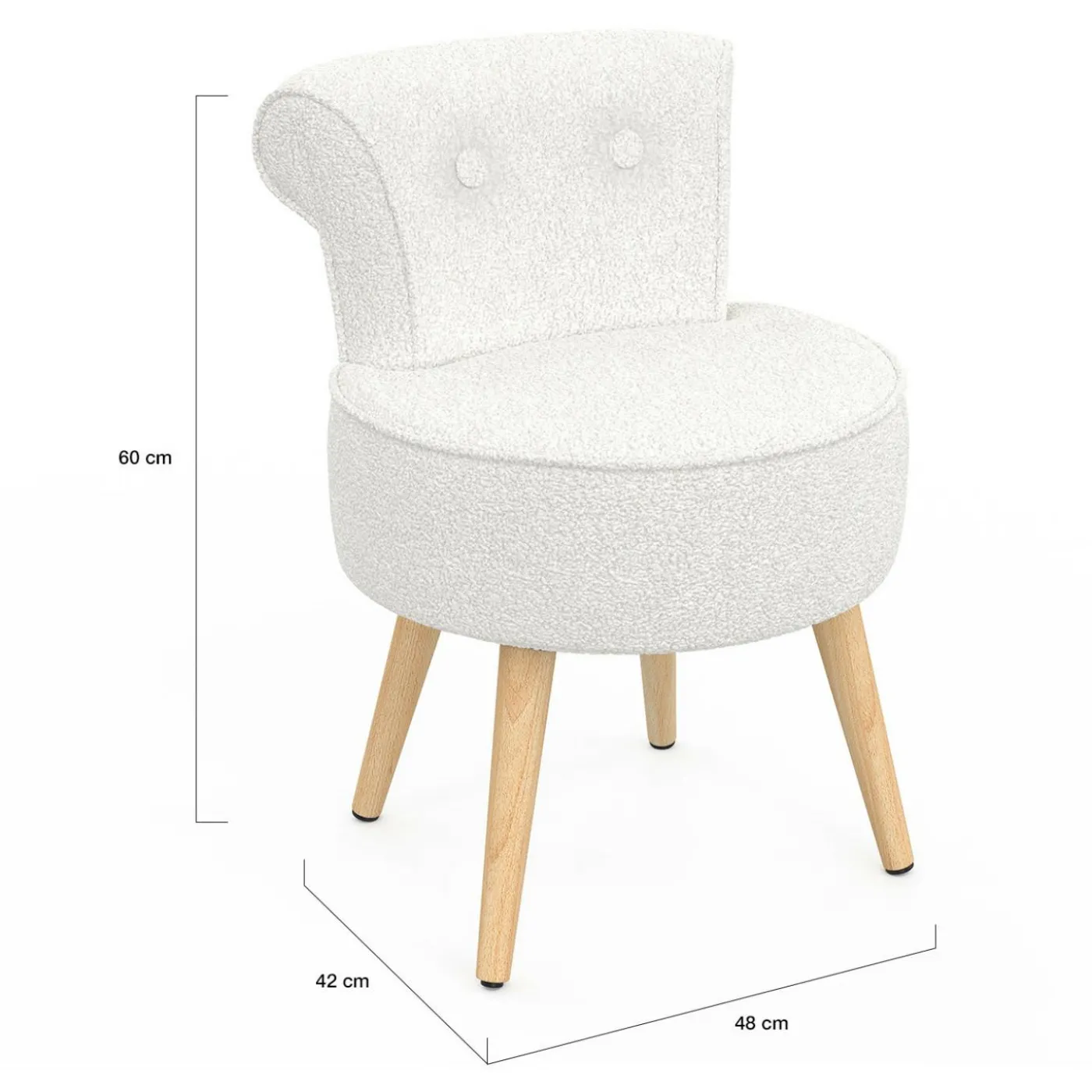 Fauteuil crapaud en tissu bouclette blanc