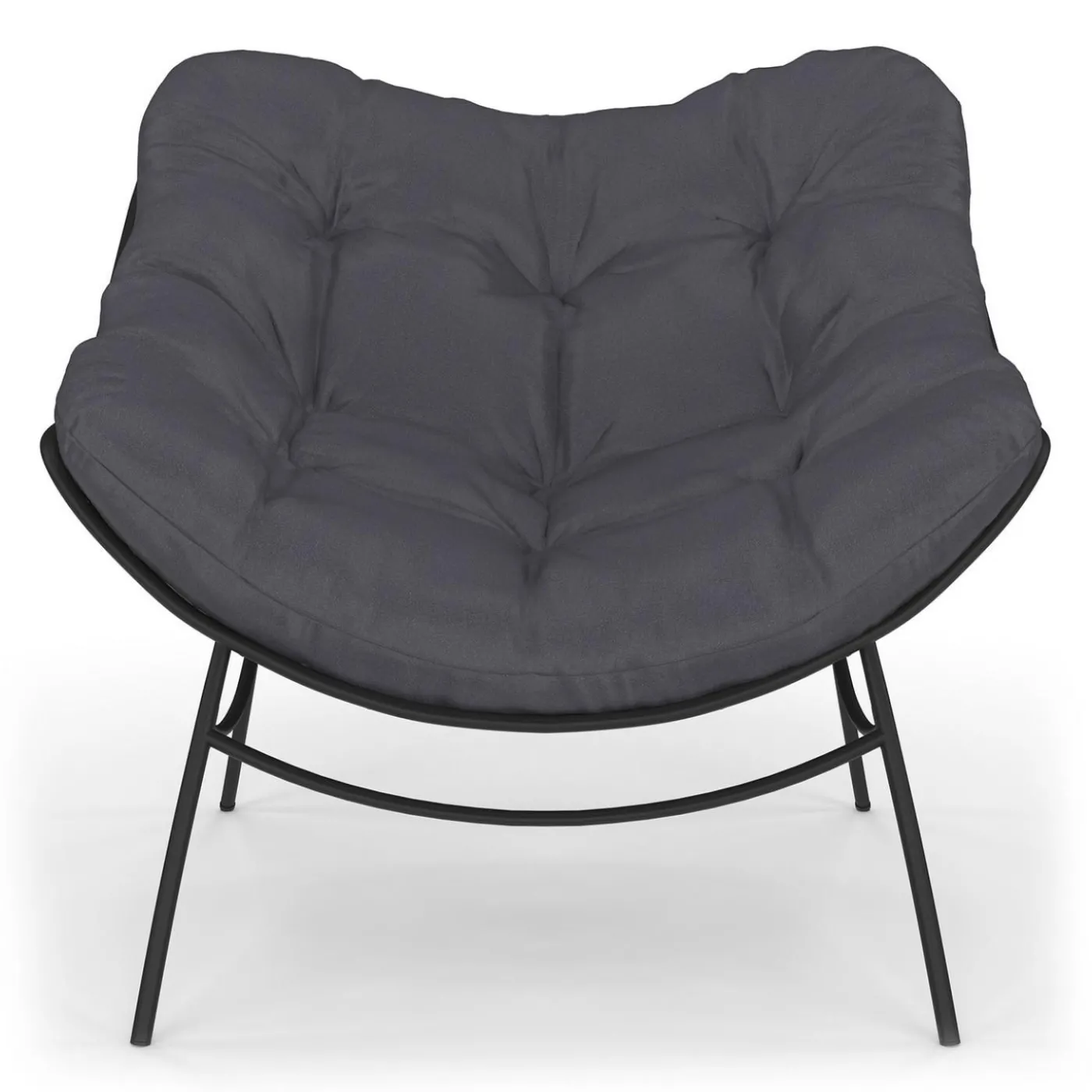 Fauteuil de jardin relax avec coussin effet rotin gris