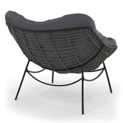 Fauteuil de jardin relax avec coussin effet rotin gris