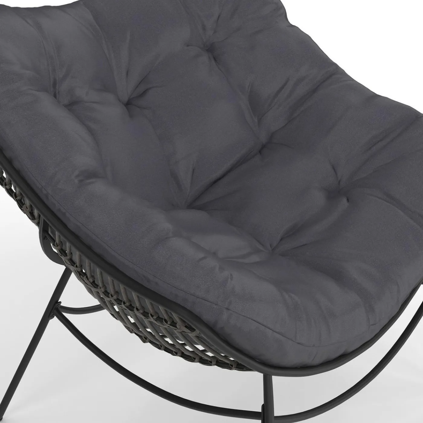 Fauteuil de jardin relax avec coussin effet rotin gris