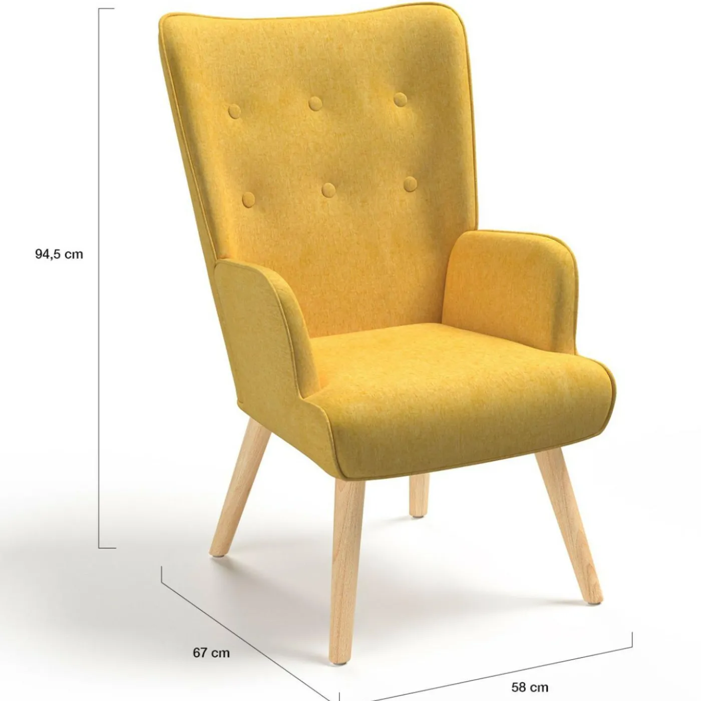 Fauteuil design scandinave jaune moutarde