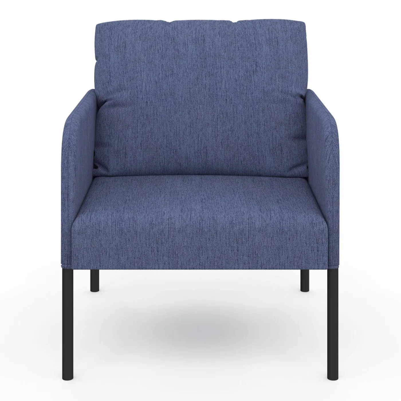 Fauteuil en tissu bleu moderne pieds métal noir