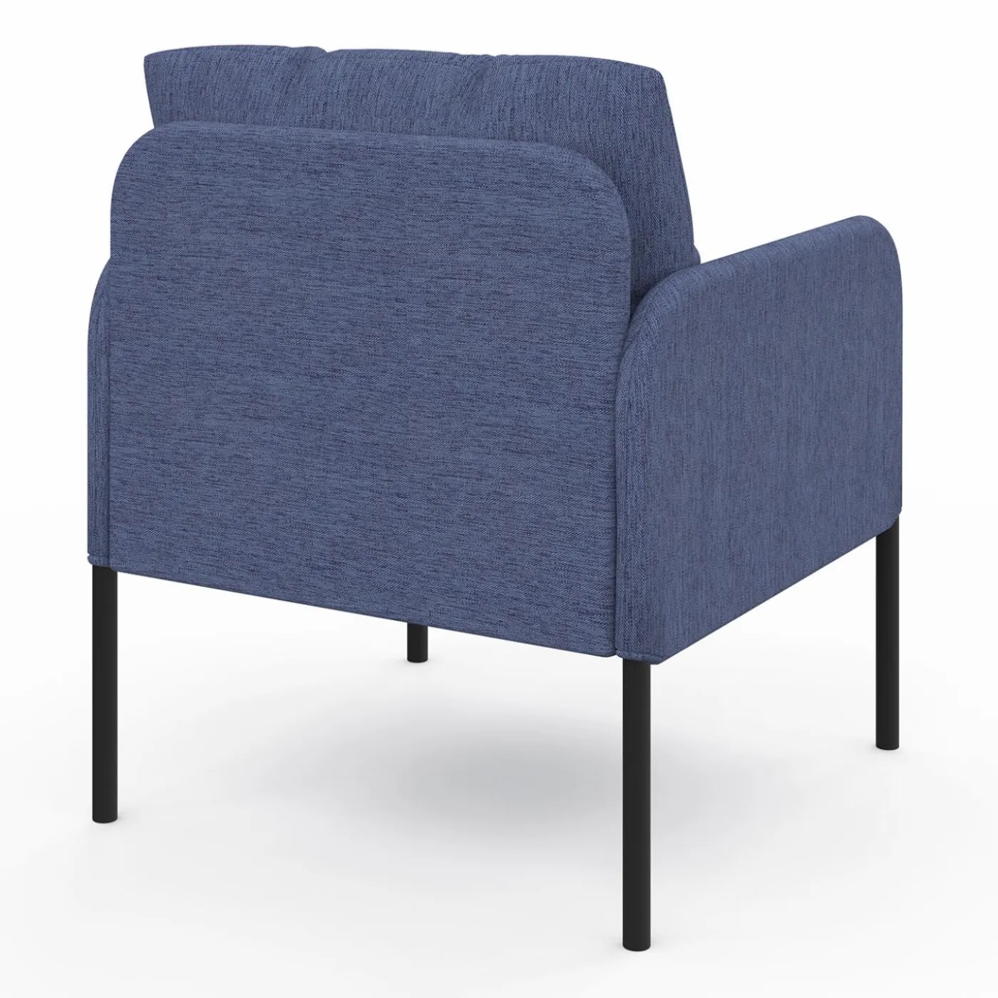 Fauteuil en tissu bleu moderne pieds métal noir