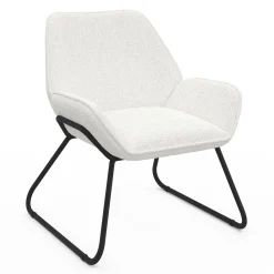Fauteuil en tissu bouclette et pieds métal noirs