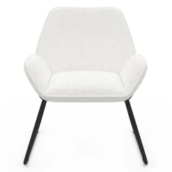 Fauteuil en tissu bouclette et pieds métal noirs