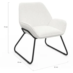 Fauteuil en tissu bouclette et pieds métal noirs