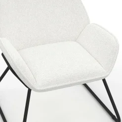 Fauteuil en tissu bouclette et pieds métal noirs