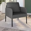 Fauteuil en tissu gris anthracite moderne pieds métal noir