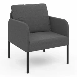 Fauteuil en tissu gris anthracite moderne pieds métal noir
