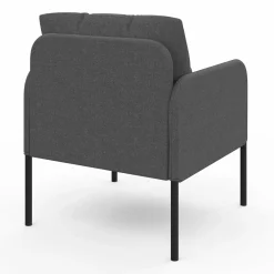 Fauteuil en tissu gris anthracite moderne pieds métal noir