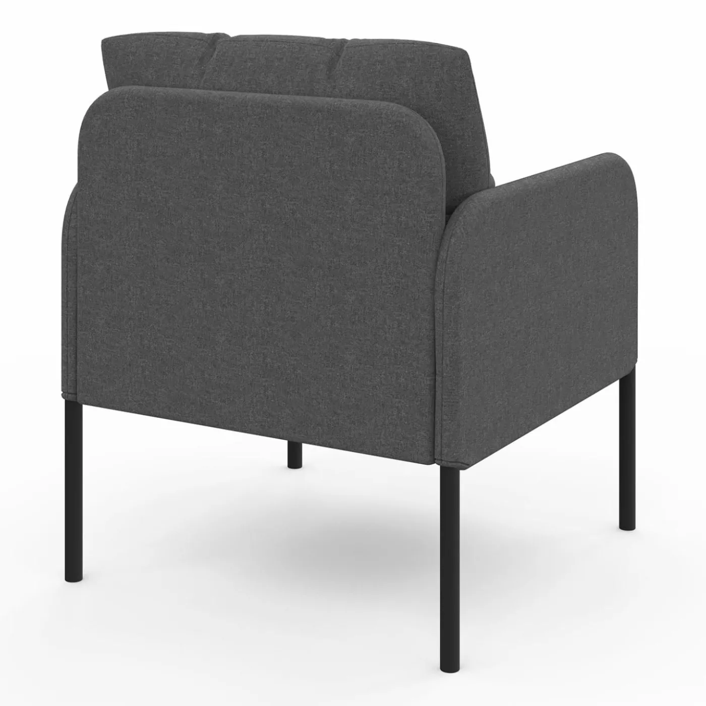 Fauteuil en tissu gris anthracite moderne pieds métal noir