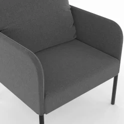 Fauteuil en tissu gris anthracite moderne pieds métal noir