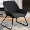 Fauteuil en tissu gris anthracite et pieds métal noirs