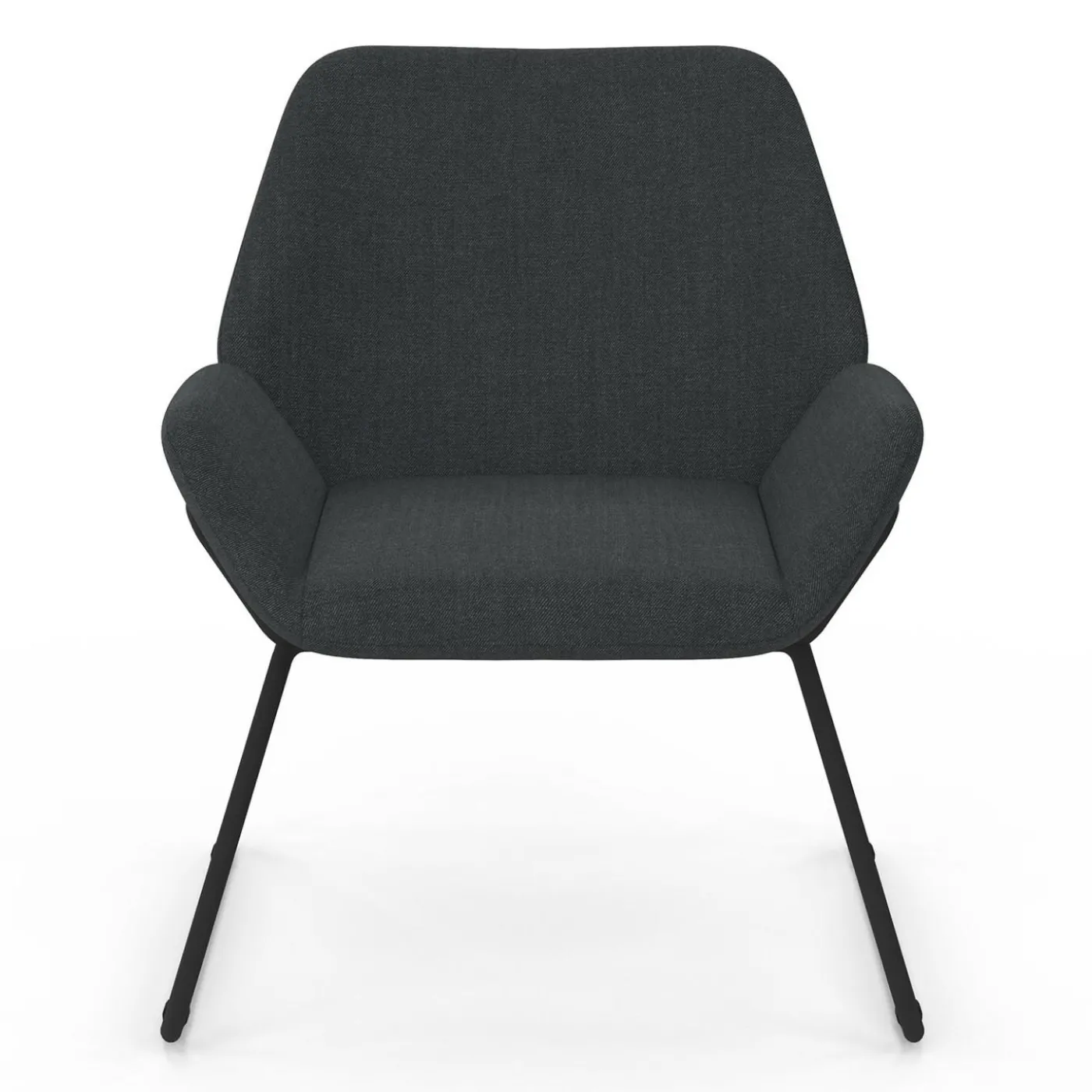 Fauteuil en tissu gris anthracite et pieds métal noirs