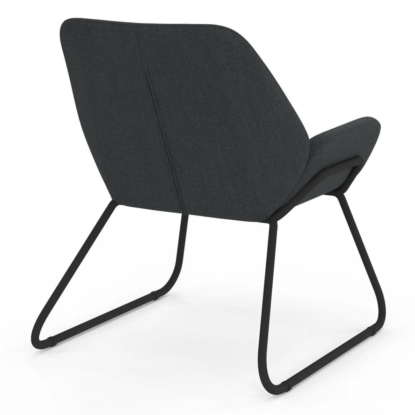 Fauteuil en tissu gris anthracite et pieds métal noirs