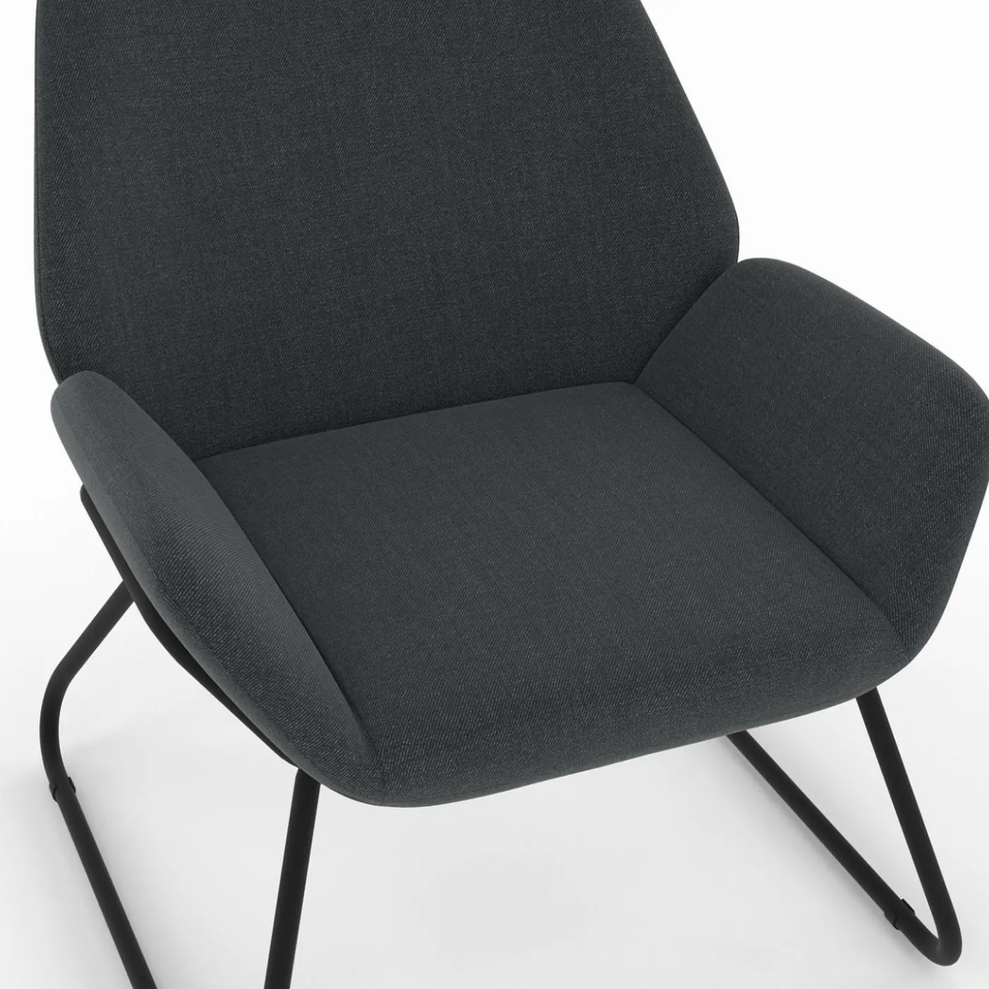 Fauteuil en tissu gris anthracite et pieds métal noirs
